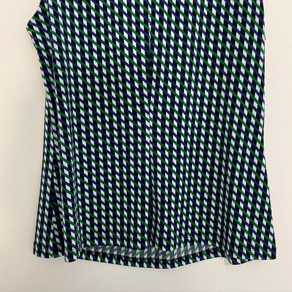 CALVIN KLEIN Green Blue Black Geo Stripe Sleeveless Shell Blouse PETITE PM MP - Picture 9 of 9